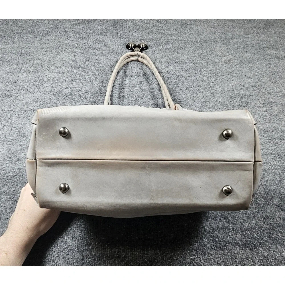 Patricia Nash Light Gray Tooled Cutout Floral Tote Bag Southwestern Minimalist